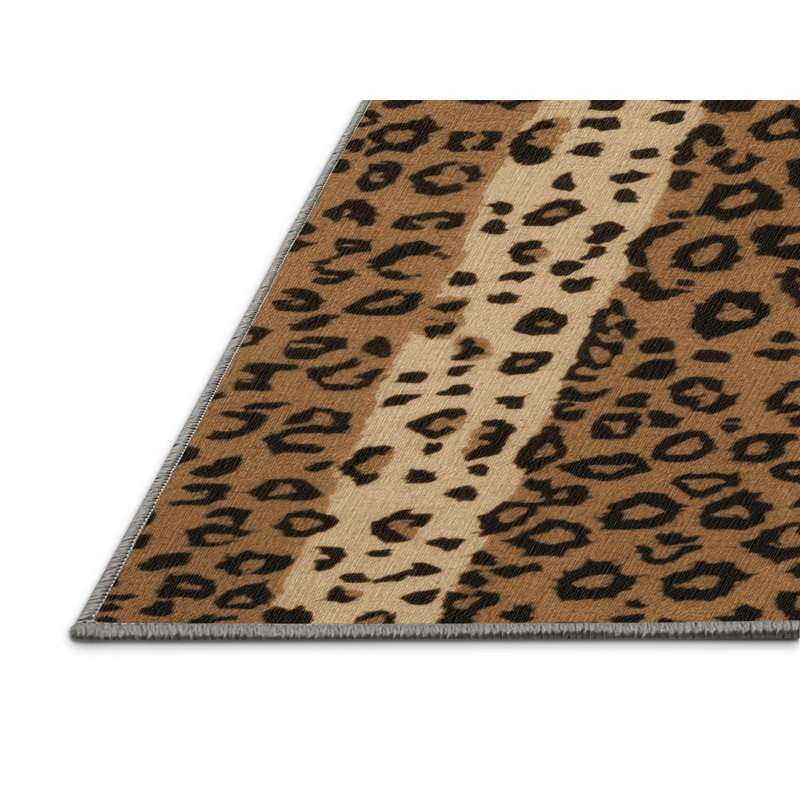  Tapis lavable de grands léopards de Chine du Nord, Rectangulaire 2 pi x 3 pi
