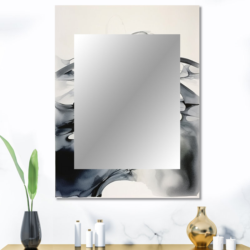 Abstrait abstrait neutre - miroir géométrique, miroir mural décoratif moderne, art imprimé en métal, 40 po x 30 po