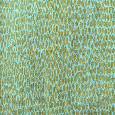 Tapis bleu abstrait en laine et polyester tissé à la machine