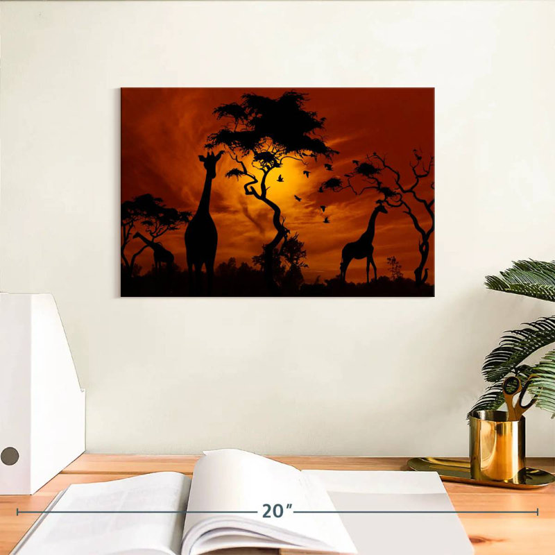Brampt silhouette de girafes d'Afrique, H 8 po x l 12 po
