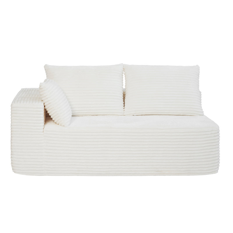 Arub Boneless Modern Modular Cloud Plush Corduroy Fabric Left-Arm Sofa ,No Assembly Required, Beige