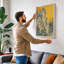Mountain Mist in Gold Japandi - Wrapped Canvas-2105599668-2105599676