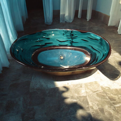 Baignoire de trempage autoportante 66 po x 30 po en résine solide avec bonde escamotable