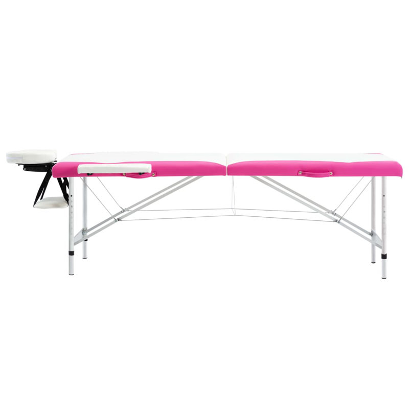 75.2'' Rectangular Adjustable Folding Table, Blanc / rose