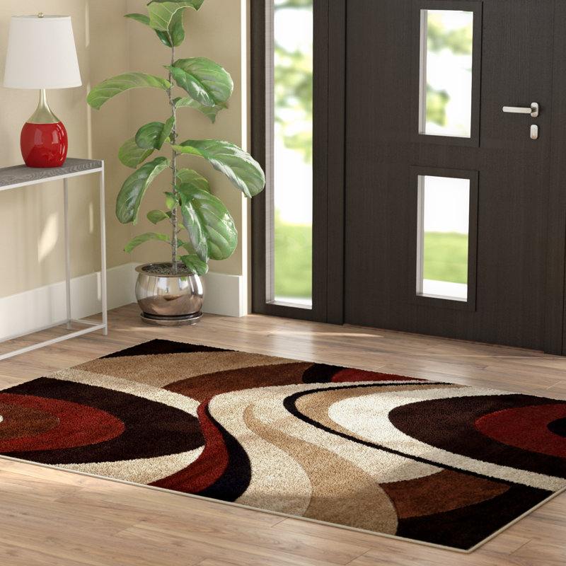 Rubith Abstract Brown/Beige Area Rugs, Rectangle 7'10" x 10'6"