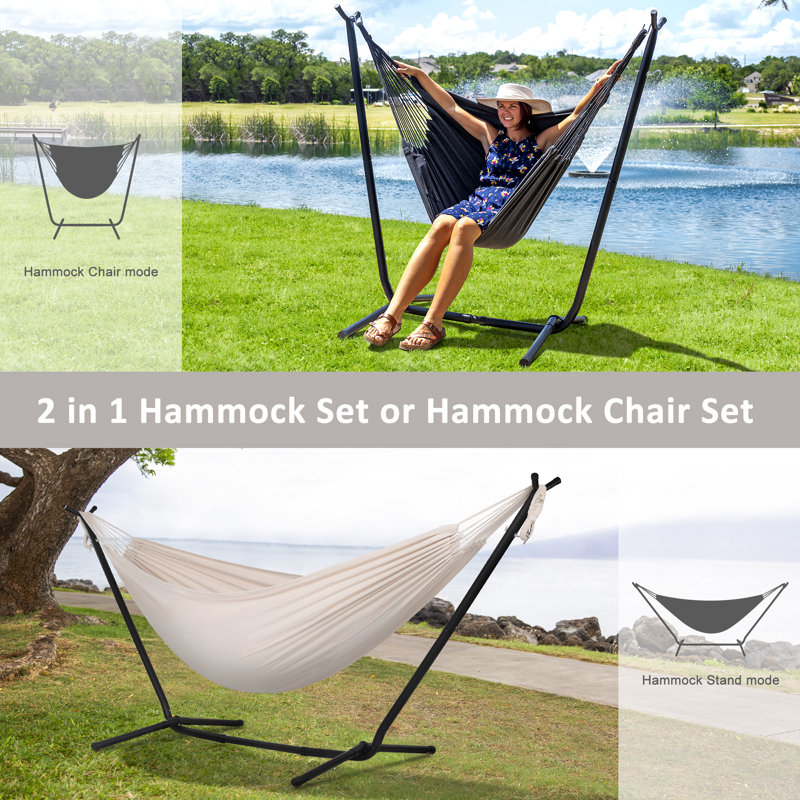 Hamac classique 2 places avec support Volkrad, Naturel