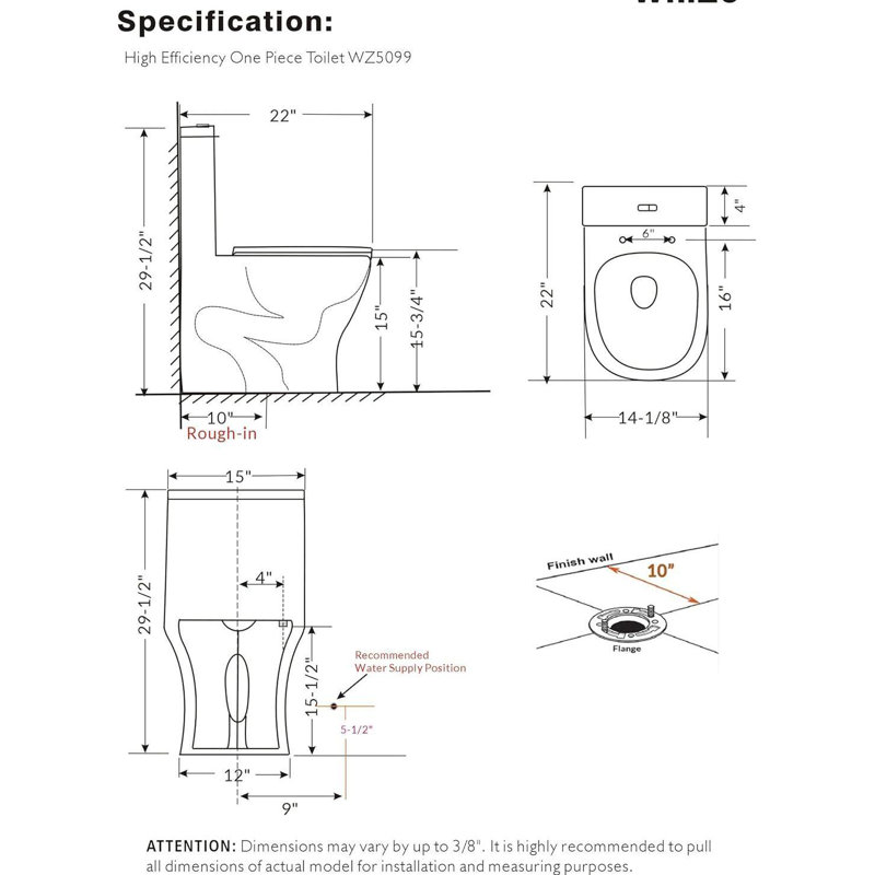 Yingze 22" Compact One-Piece Toilet, Dual Flush (1.1/1.6 GPF), 10" Rough-In Short Design for Small/Narrow Bathrooms, Soft-Close Seat Included