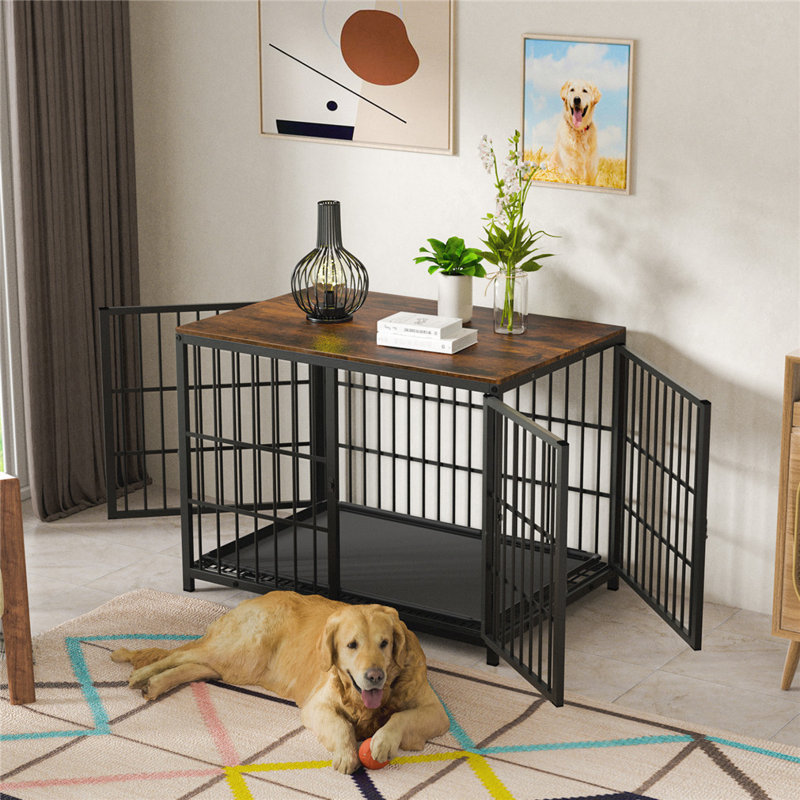 Harriet Furniture Style Crate with 3 Doors, Black, 74.5 cm H x 91.5 cm W x 63.5 cm D