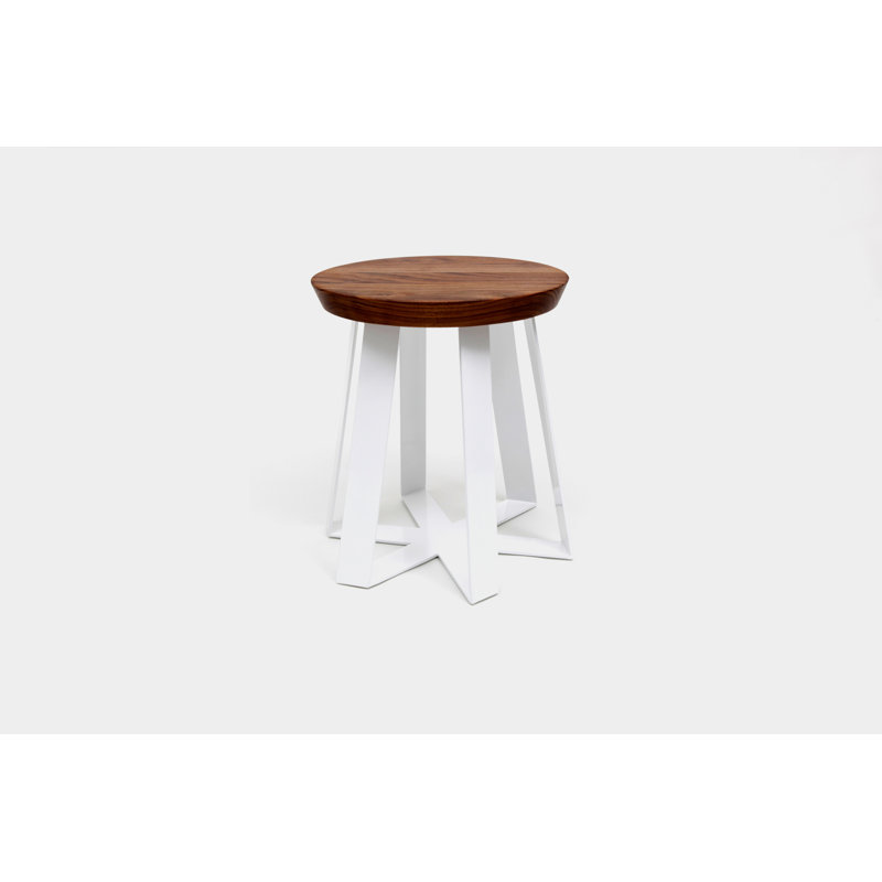 ARS Accent Stool, White, Walnut