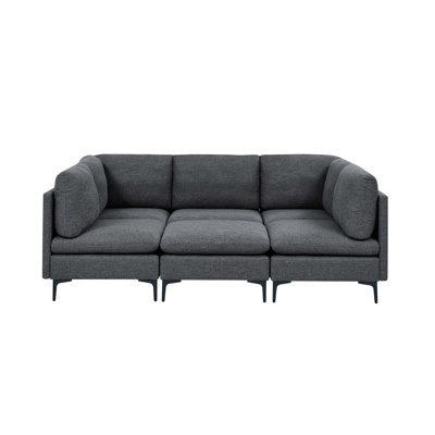 Linen Upholstered Modular Sectional With Metal Legs