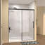 Porte de douche coulissante simple l 60 po x H 72 po, verre fixe de 5 mm et verre coulissant de 6 mm sans cadre, verre trempé transparent, poignée en acier inoxydable