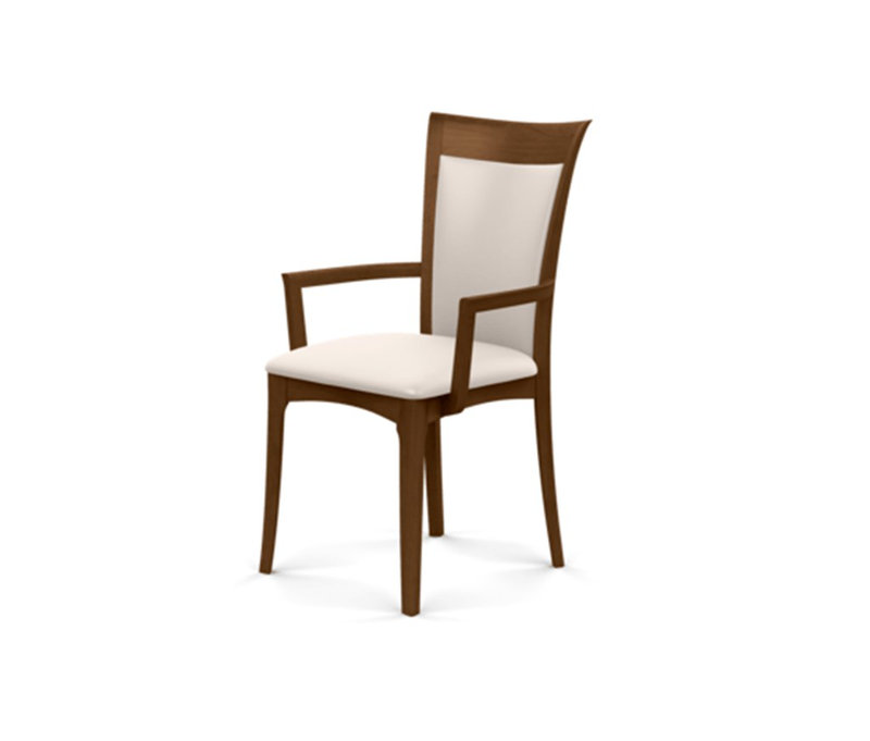 Morgan Upholstered Arm Chair, White, Saddle Cherry