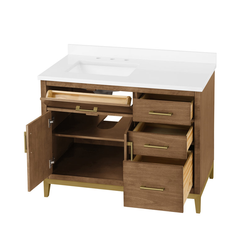 Fossen 42.01'' Single Bathroom Vanity with Engineered Marble Top