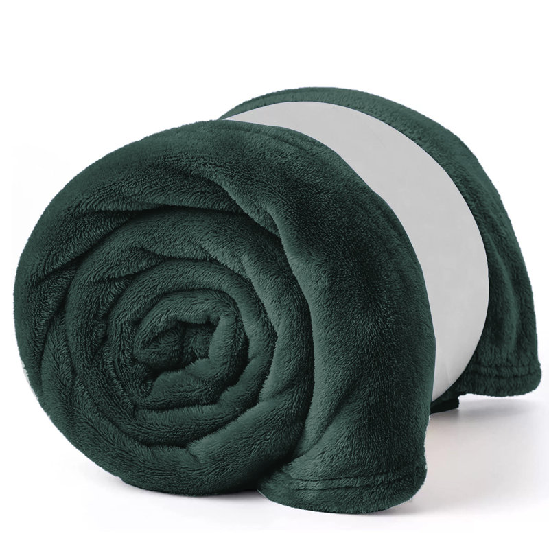 Plain Weave / Muslin Heated Throw Blanket, Green Emerald, King