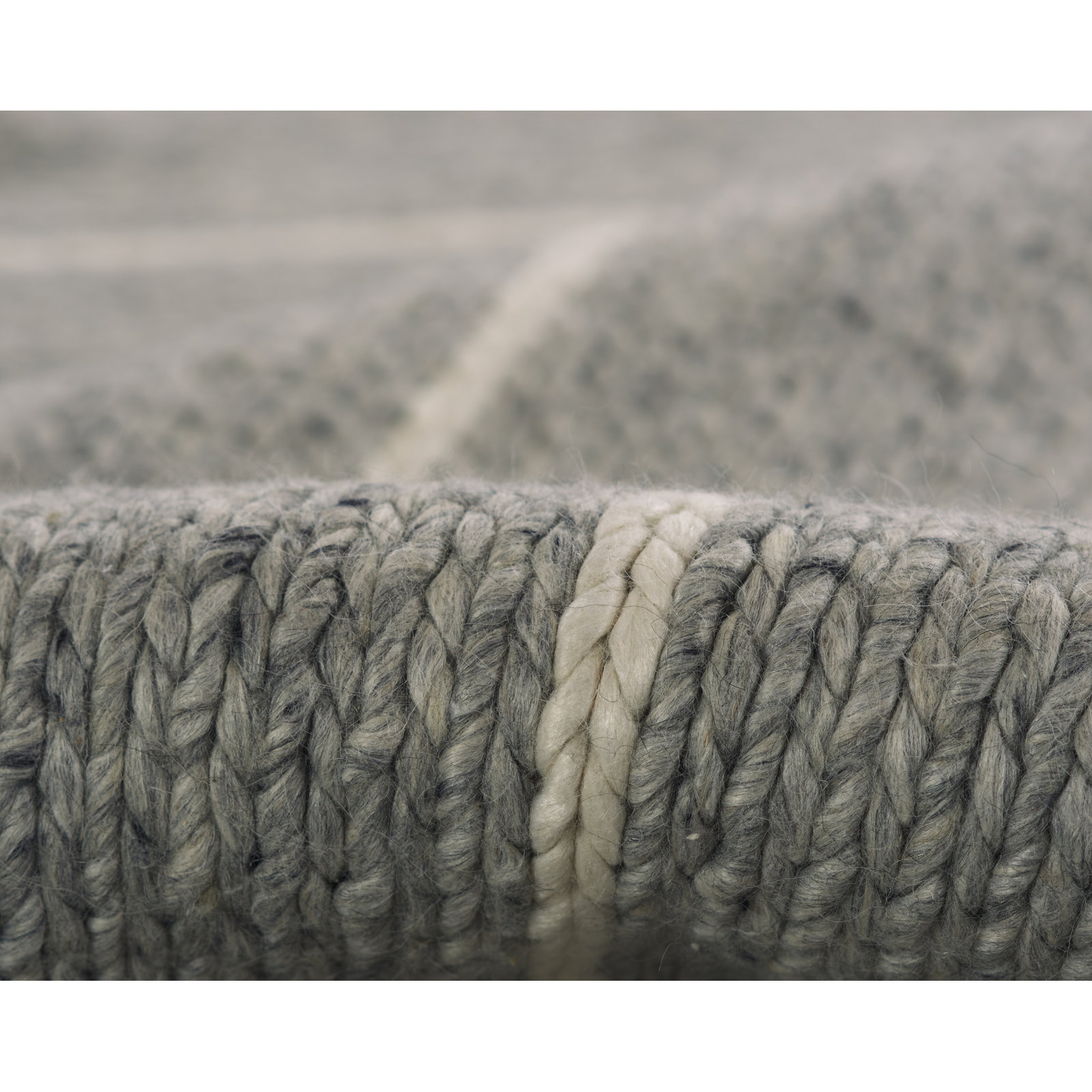 Lemington Gray Beige Hand-Braided Striped Rug, 5" W x 8" L