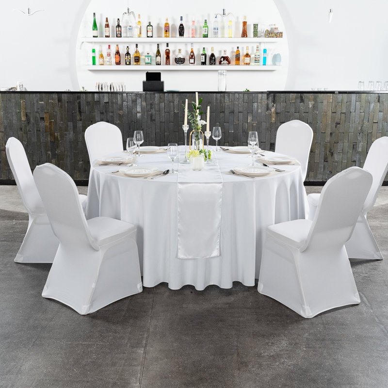 Chemin de table de 12 po x 108 po, 10 chemins de table en satin de table - Articles de table en polyester blanc, lavables à la machine, décoratifs