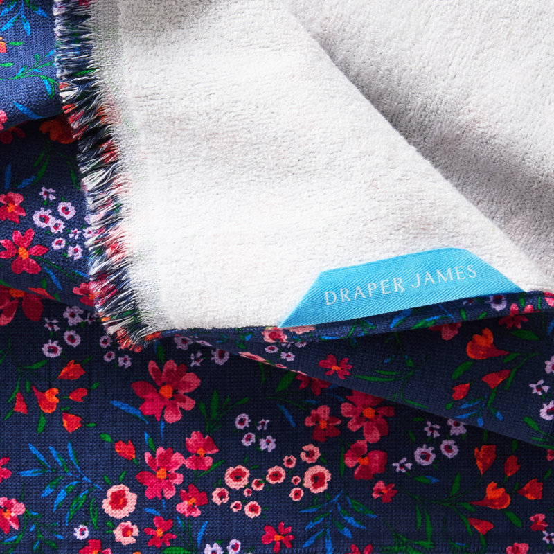 DRAPER JAMES Field Flowers Kitchen Towel, Oven Mitt & Pot Holder 4-Pack Set, Navy/Multicolor, Navy/Multicolor