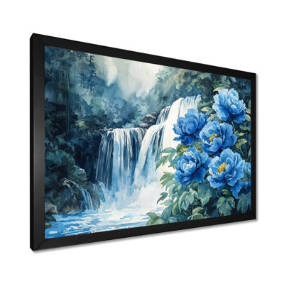 Pivoines par la cascade V - art mural pivoines