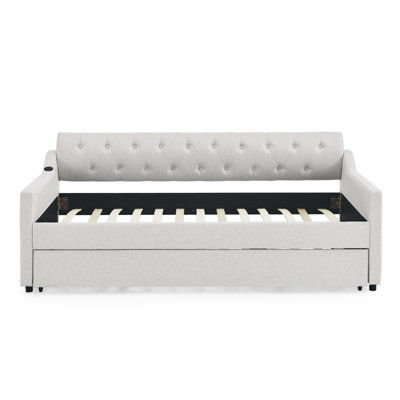 Upholstery Daybed With Erectable Trundle And USB Charging by Red Barrel Studio