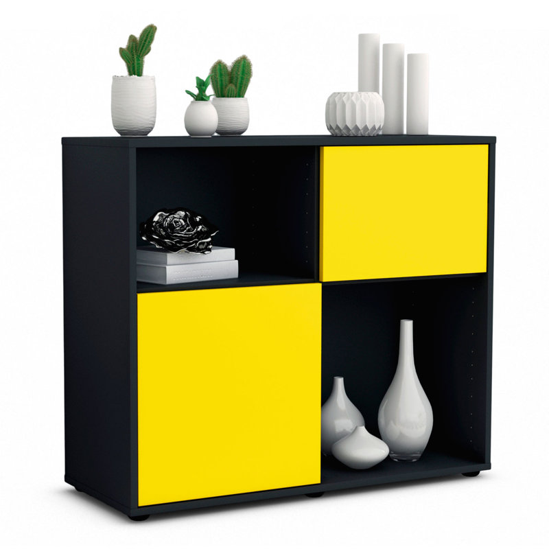 Ramsell 92cm Sideboard, Charcoal/Yellow