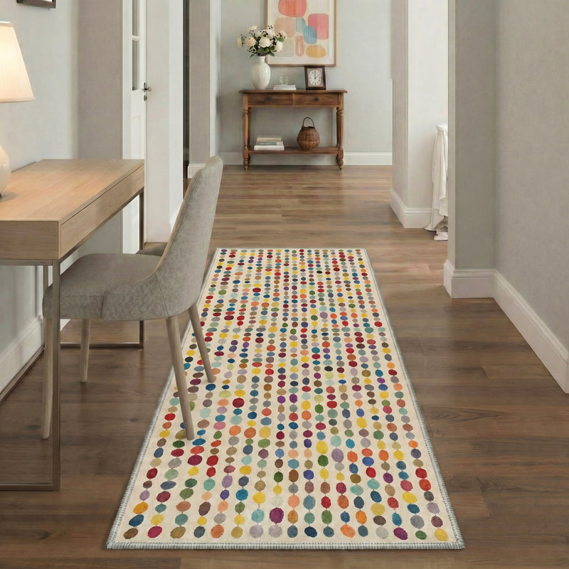 Aamir Evoque Modern Machine Washable Beige Indoor Area Rug with Non-Slip Backing, Runner 2'3" x 6', Beige