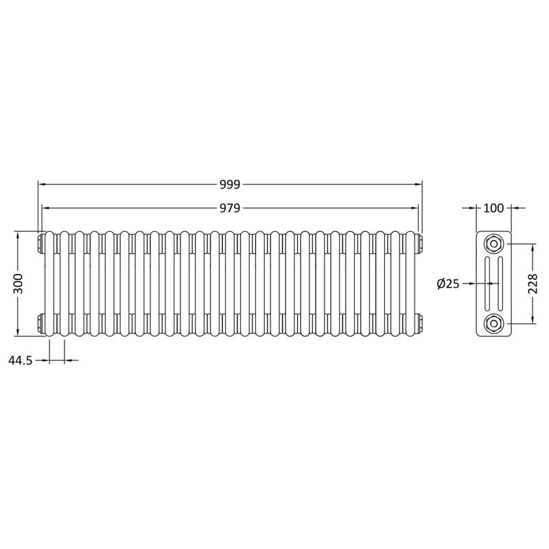 Colosseum Vertical Designer Radiator, 30cm H x 101.1cm W