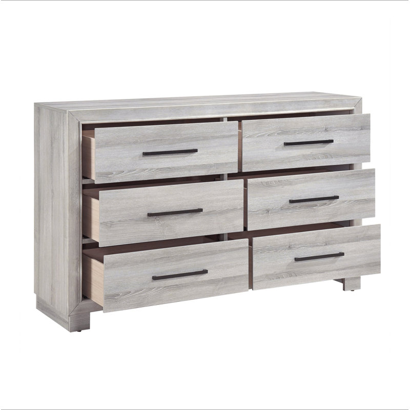 Mobilier de chambre à coucher contemporain en bois de style contemporain avec commode à six tiroirs gris moderne