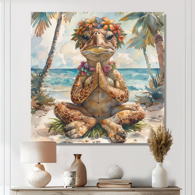 Sea Turtle Meditating On Waikiki Beach I - Turtle Animal Wall Art