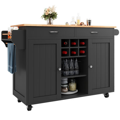 122 cm W Kitchen Island with Wheels