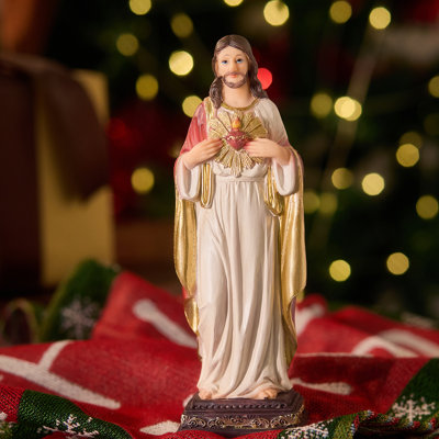 Jesus Statue Sacred Heart Jesus Christ Figure Catholic Figurine Religious Indoor 8 inch