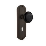 Black Porcelain Interior Mortise Door Knob with Deco Long Plate