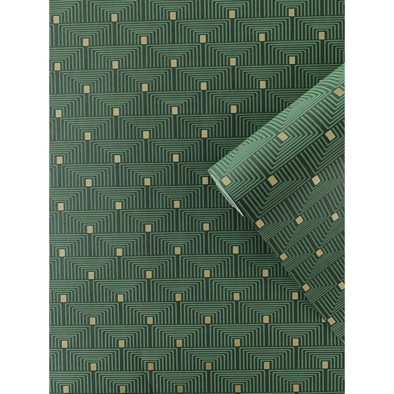 Boutique Metallic Geometric Key Wallpaper Roll, Green