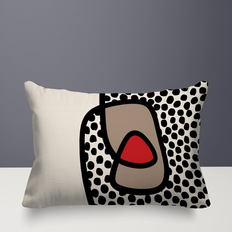 Coussin lombaire réversible intérieur / extérieur Jai Abstract, H 14 po x l 20 po, Rouge
