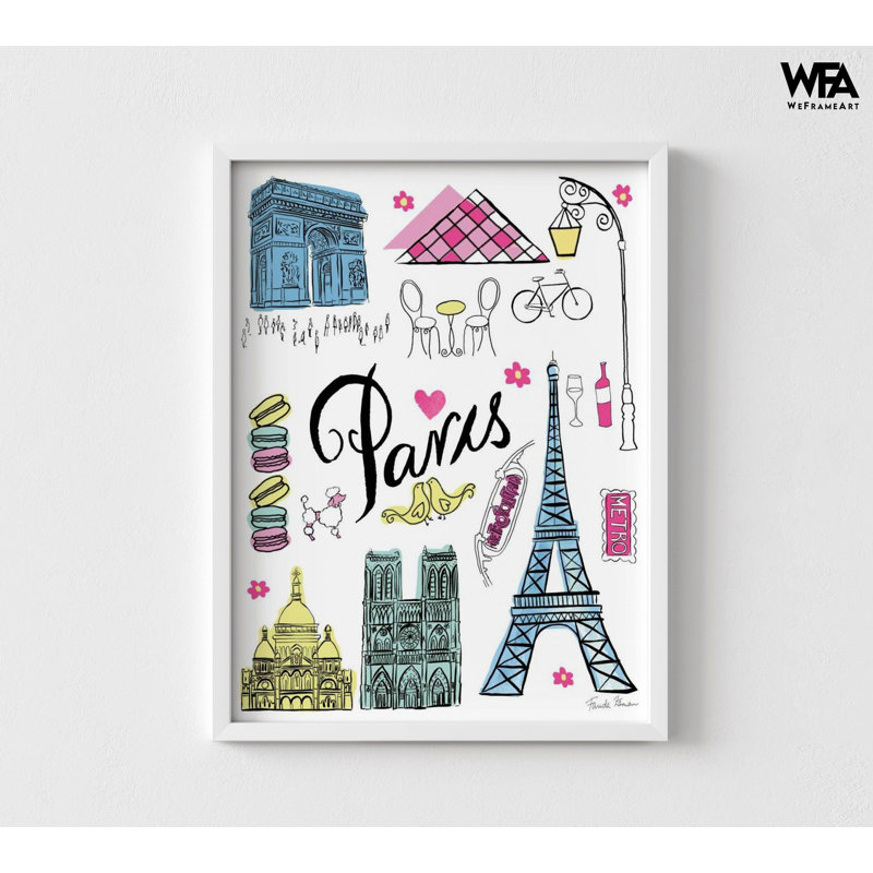 Paris Paris, H 36 po x l 48 po, Reproduction encadrée d'une seule photo sans pass, Blanc