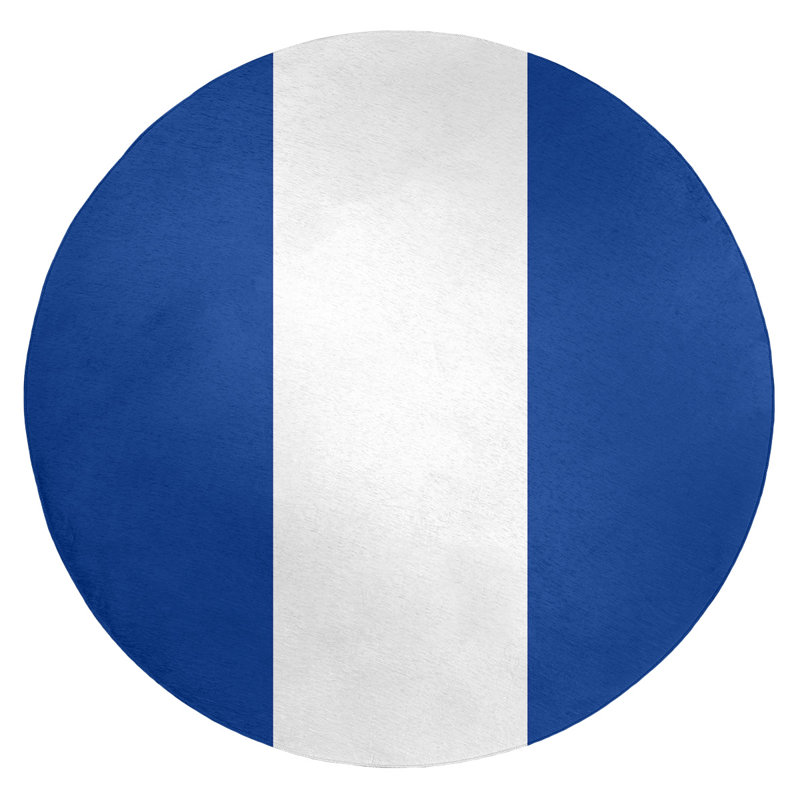 Tapis à rayures en poly-bleu buffalo, Rond 5 pi