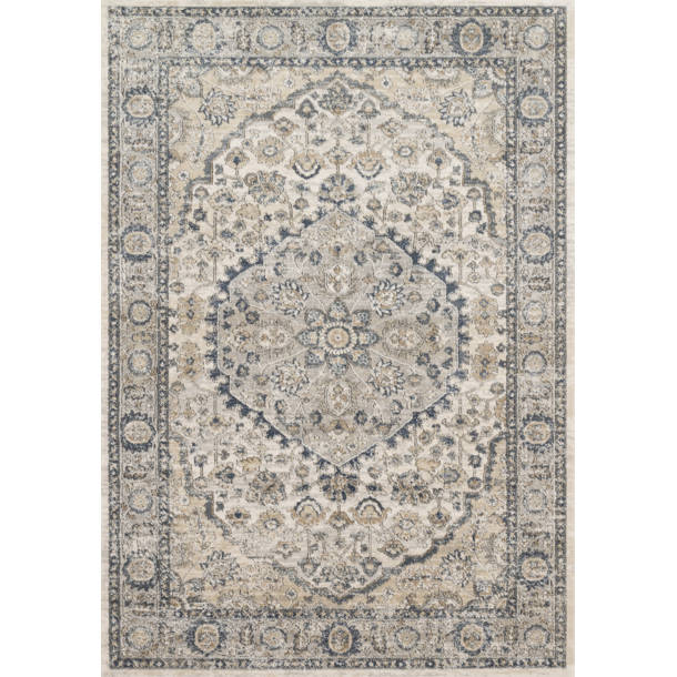 Charlton Home® Sagefield Performance Ivory/Beige/Gray/Charcoal Rug ...