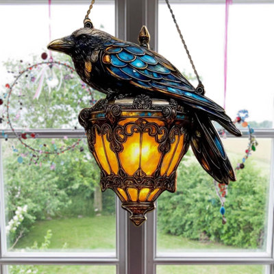 Halloween Decor Gothic Hanging Ornament Catch The Sun Gothic Crow On Decoration 2D