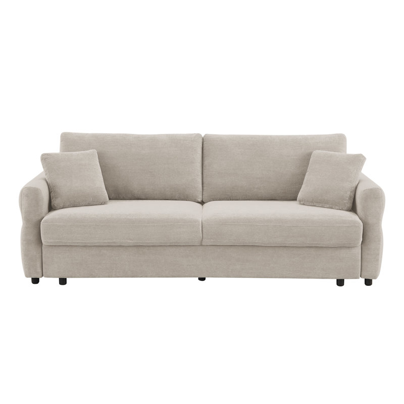 Canapé-lit en tissu avec rangement Haran, Beige