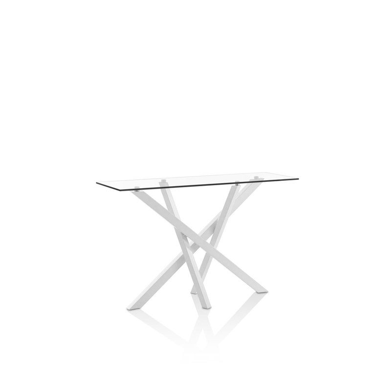 Goree 120cm Glass Top Console Table, White Matt