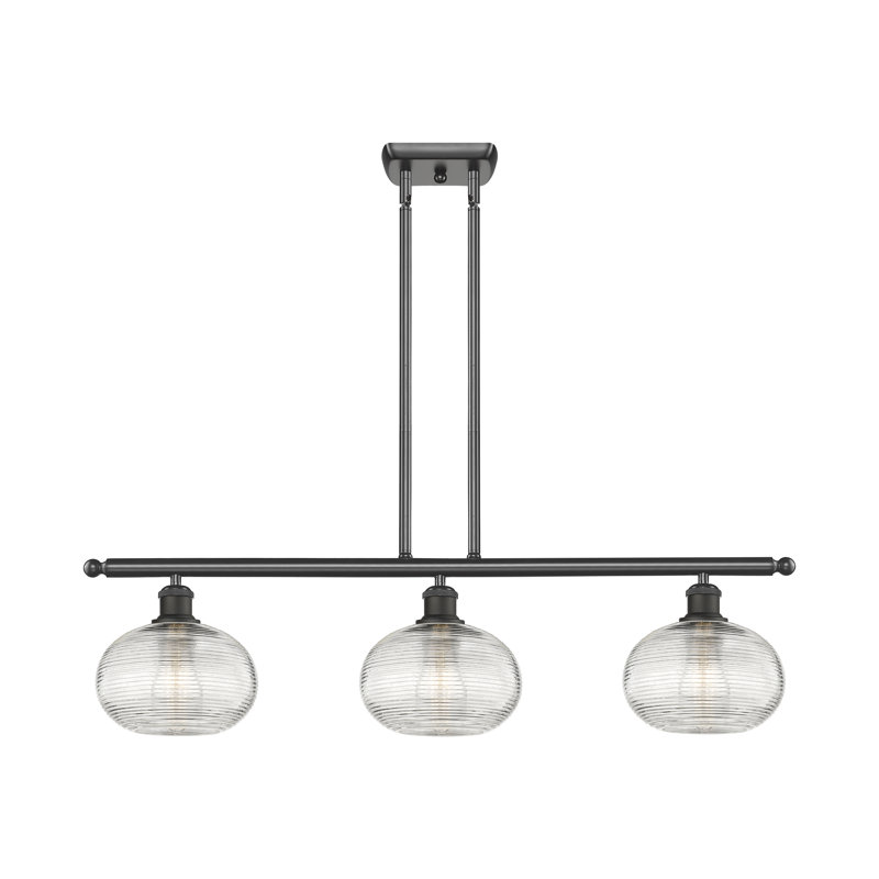 Luminaire suspendu pour îlot de cuisine 3 lumières Larrick, Chrome poli blanc