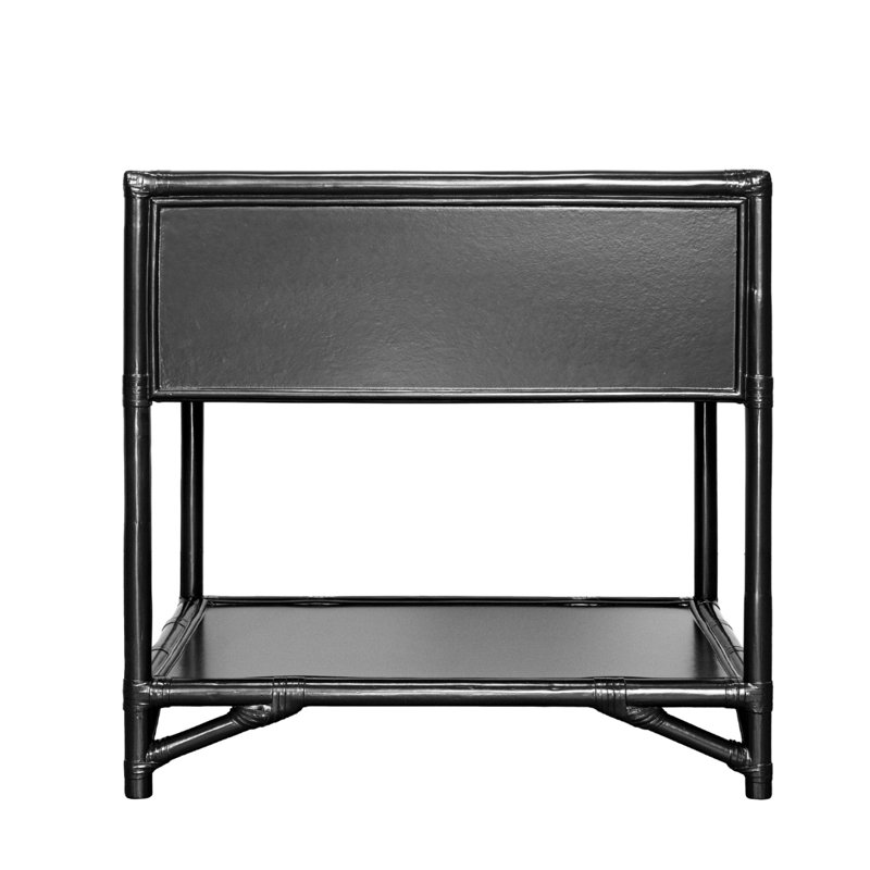 Olivia Collection 1 - Drawer Rattan Nightstand, Black