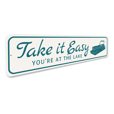 Panneau «Take It Easy at the Lake» en aluminium