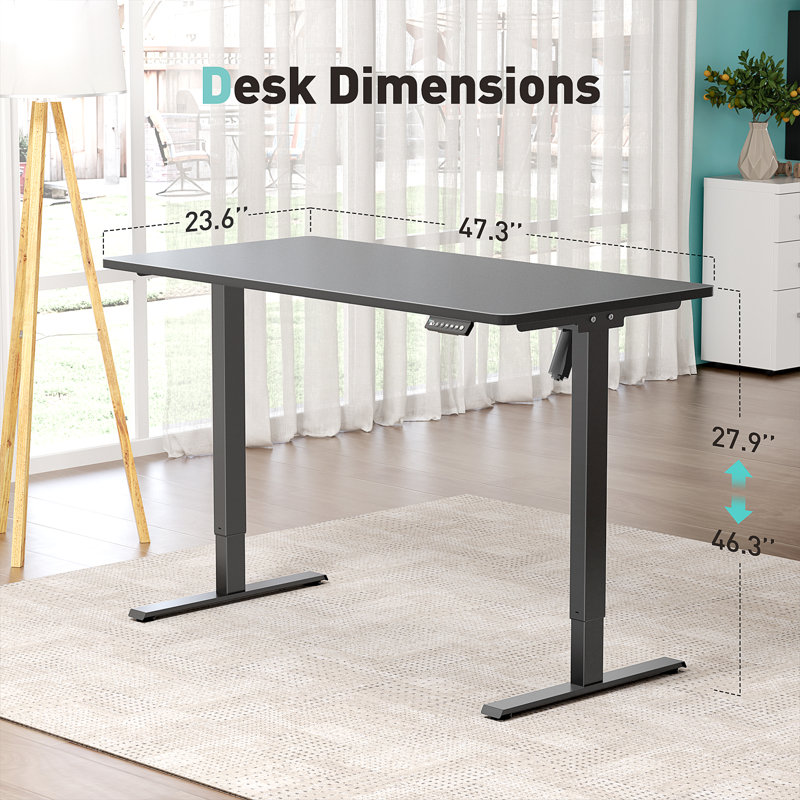  Height Adjustable Standing Desk, Black, 46.3" H x 47.3" H x 23.6" D