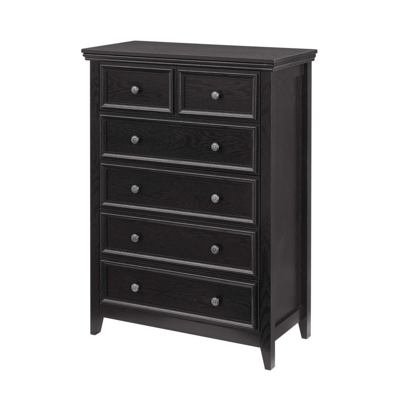 Modern 6 Drawers Dresser, Black