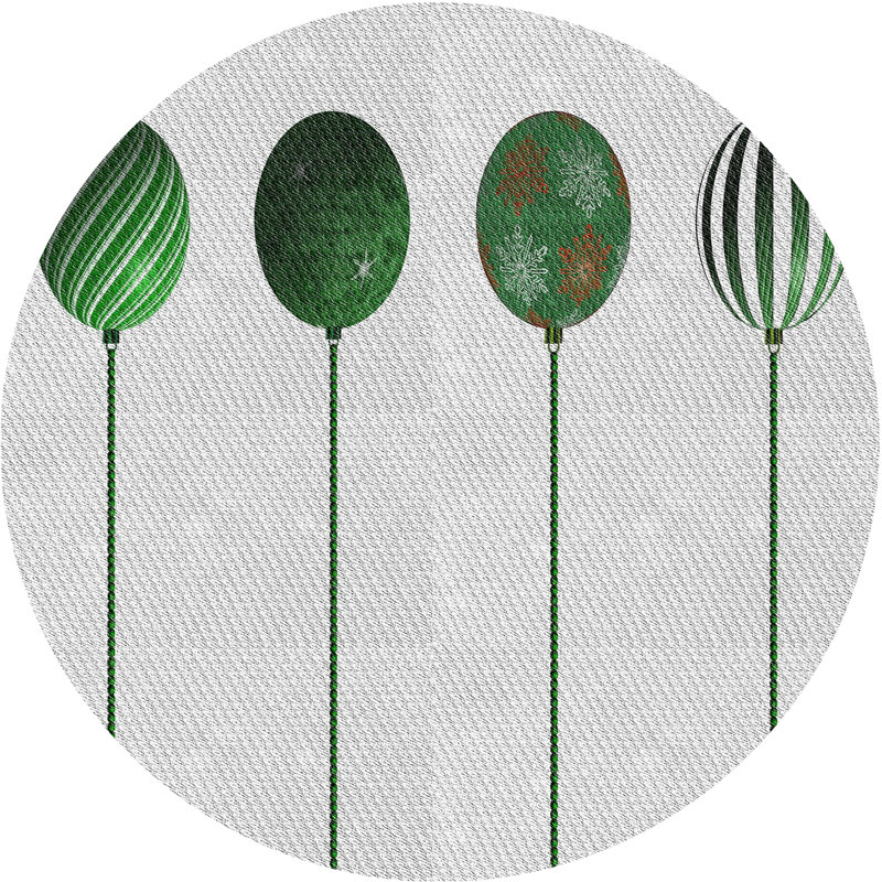 Tapis beige/vert à motifs, Rond 3 pi