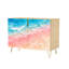 Buffet étroit de 35,4 po de largeur - armoire de rangement d'appoint à 2 portes avec imprimé de mouettes et pieds en métal