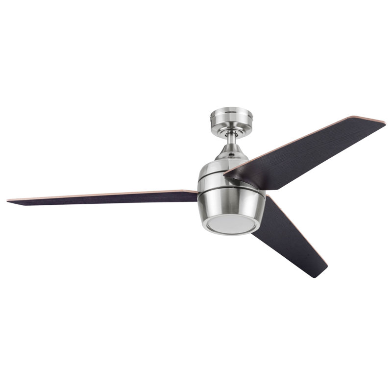 Eamon 52'' Ceiling Fan with LED Lights and Remote Control, Brushed Nickel/Northern Ebony