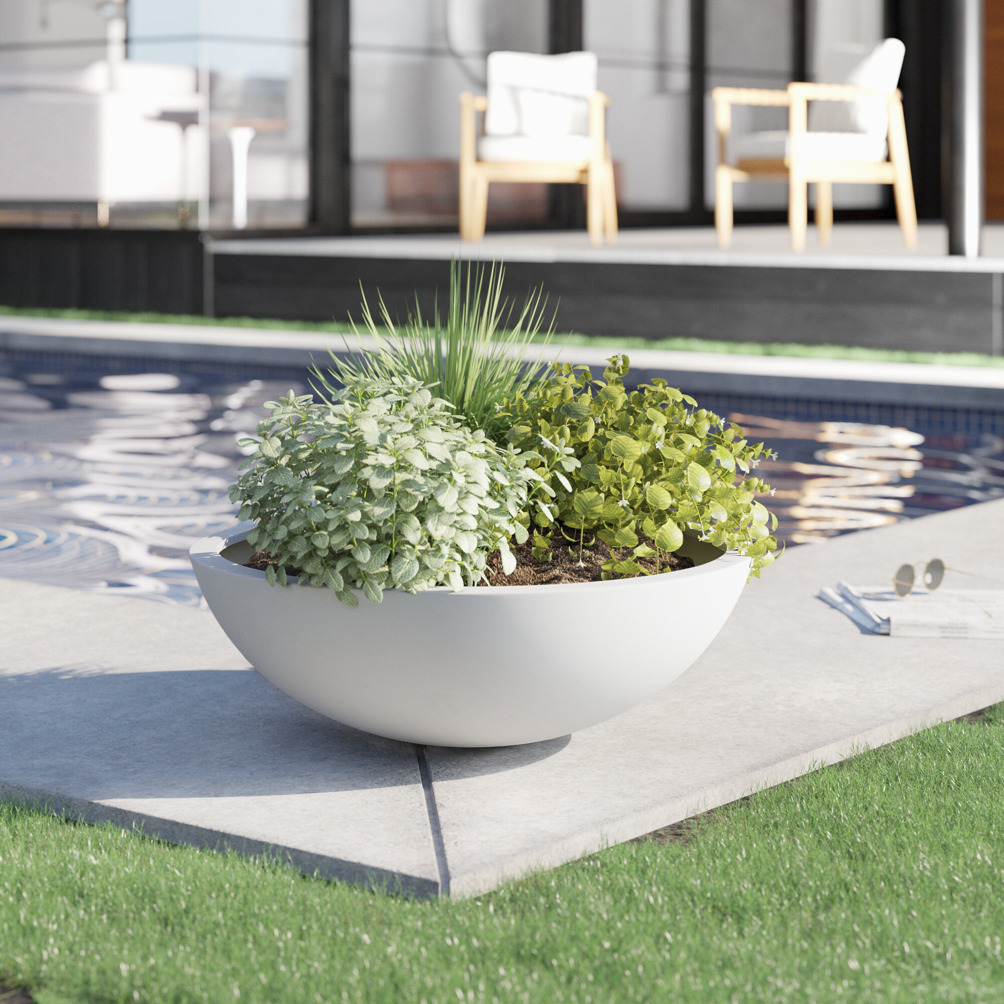Wade Logan® Aquita Pure Stone Powder Fiberglass and Virgin Resin Pot Planter & Reviews | Wayfair