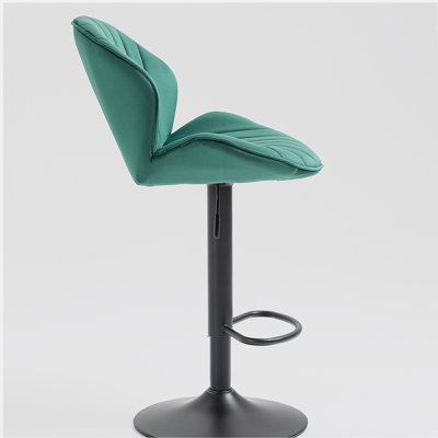 2-piece bar stool set - height-adjustable barstools with backrest and footrest, for kitchen, bar - green