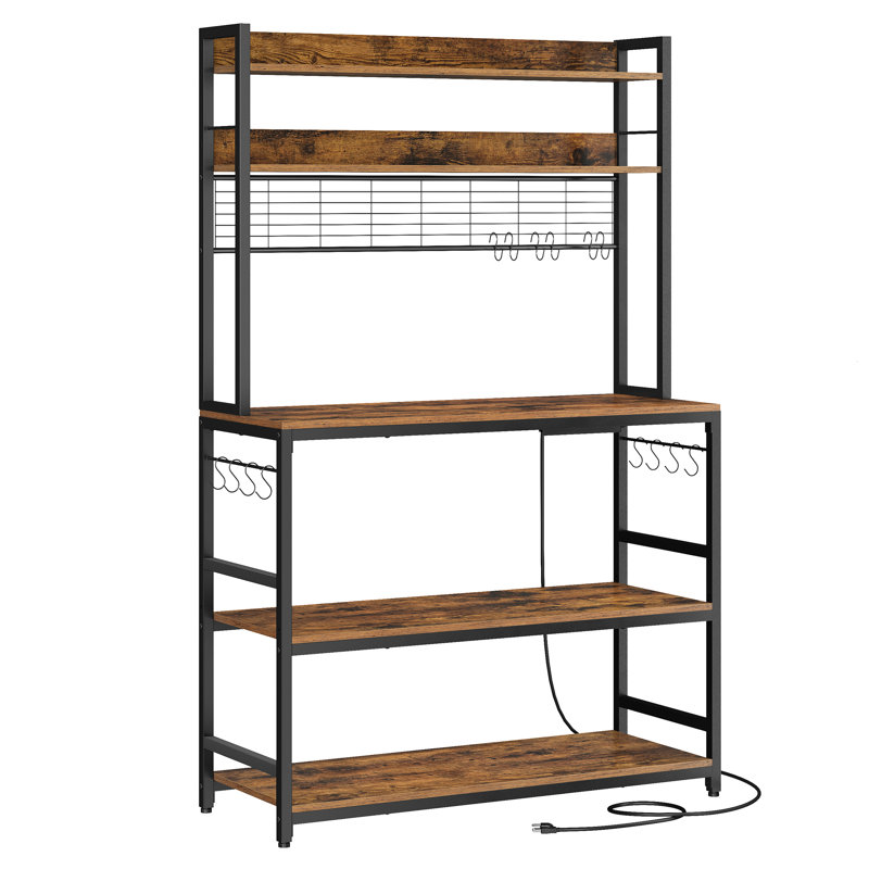 Étagère de boulanger 66,9 po H 5 niveaux avec prise de courant et tablette réglable, H 66,9 po x l 39,4 po x P 15,7 po